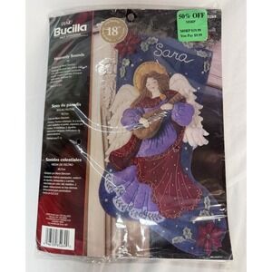 Bucilla ANGEL HEAVENLY SOUNDS Felt Applique Christmas Stocking Kit #85269 Sealed